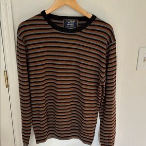 Men's Striped Crewneck Sweater - Black and Brown